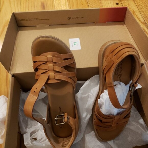 Comfortiva Tan Sandals for Women - Picture 3 of 5
